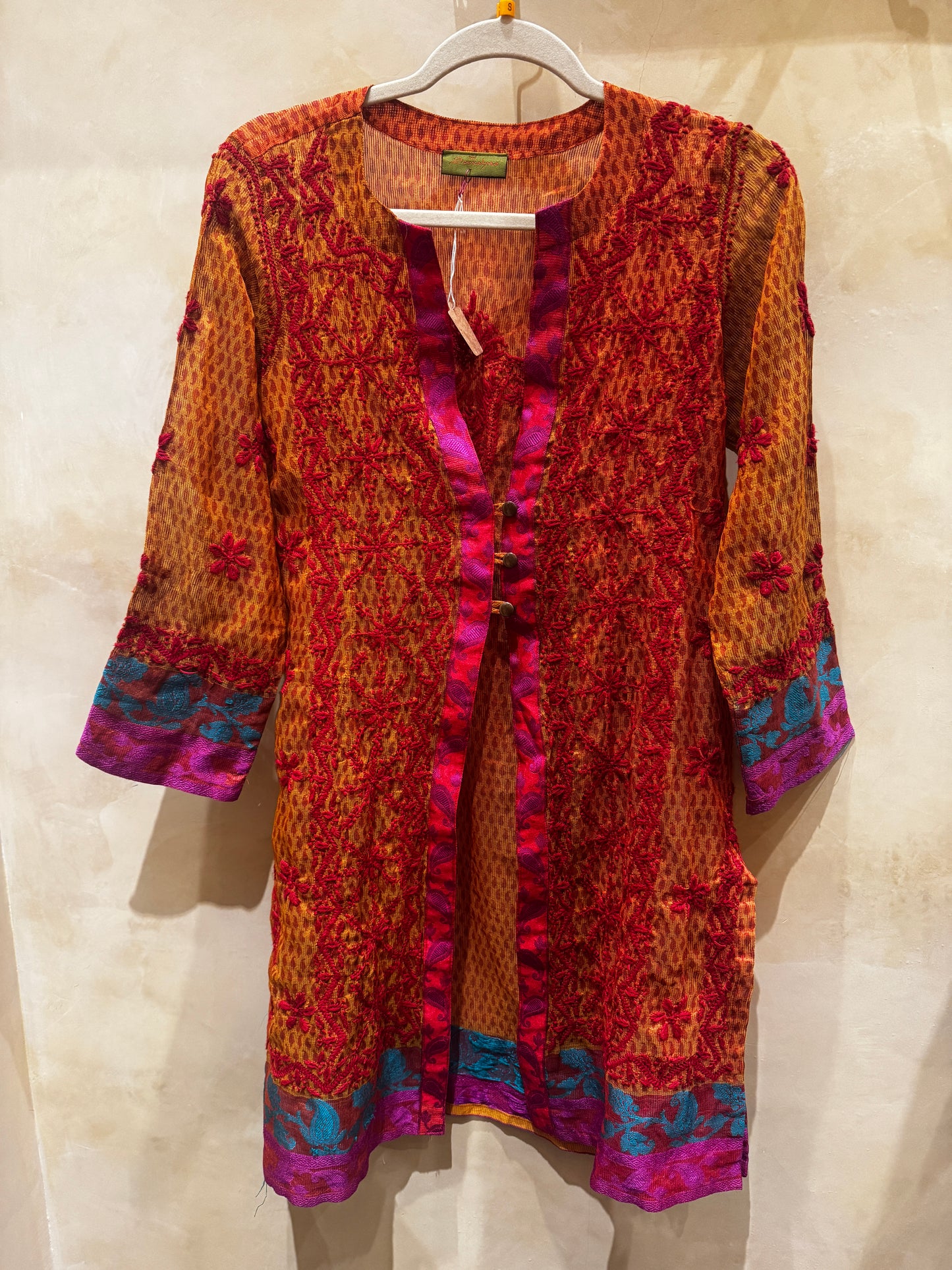 GOSSAMER GAUZE HAND EMBROIDERED COAT