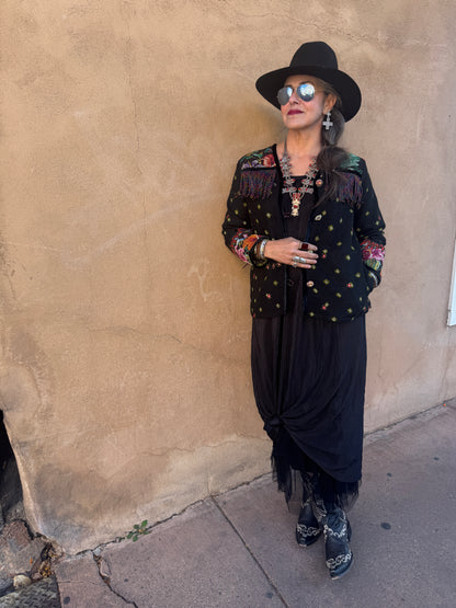 BLACK BANDHANI HUIPIL REDUX JACKET