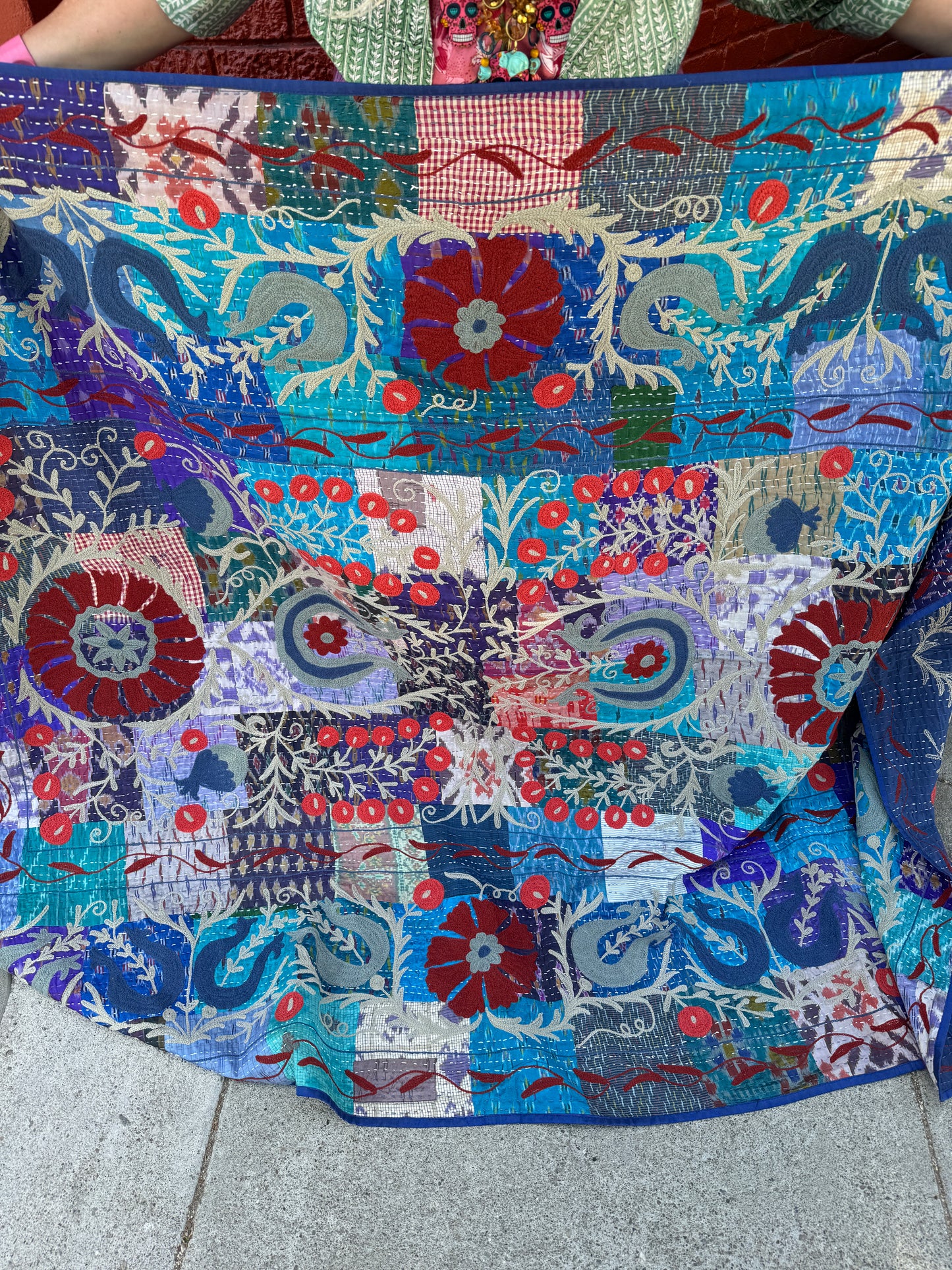 SUZI Q HAND-EMBROIDERED QUILTED KANTHA TEXTILE