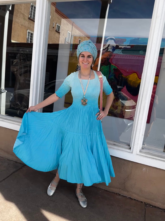AQUA OMBRE SMOCK TOP DRESS