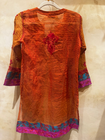 GOSSAMER GAUZE HAND EMBROIDERED COAT