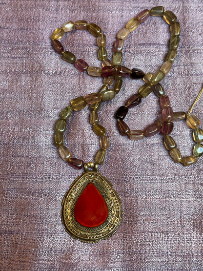 RED ONYX DROP NECKLACE