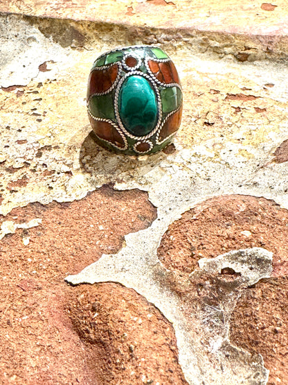 KASHMIRI MEGA MOSAIC STONE SILVER RINGS