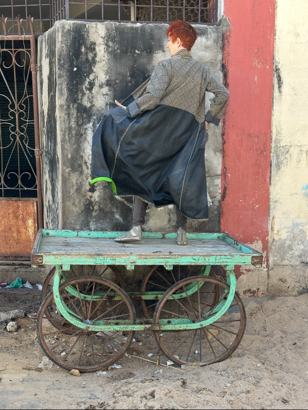 REVERSIBLE VERDIGRIS COLLAGE COAT