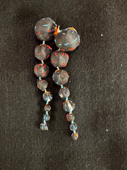 CASCADING CLOTH BALL EARRINGS