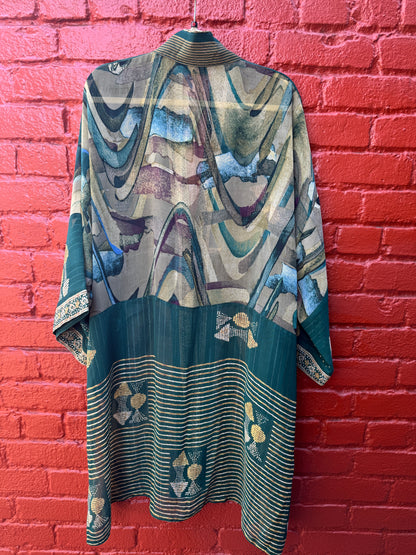 TEAL SWIRL KIMONO