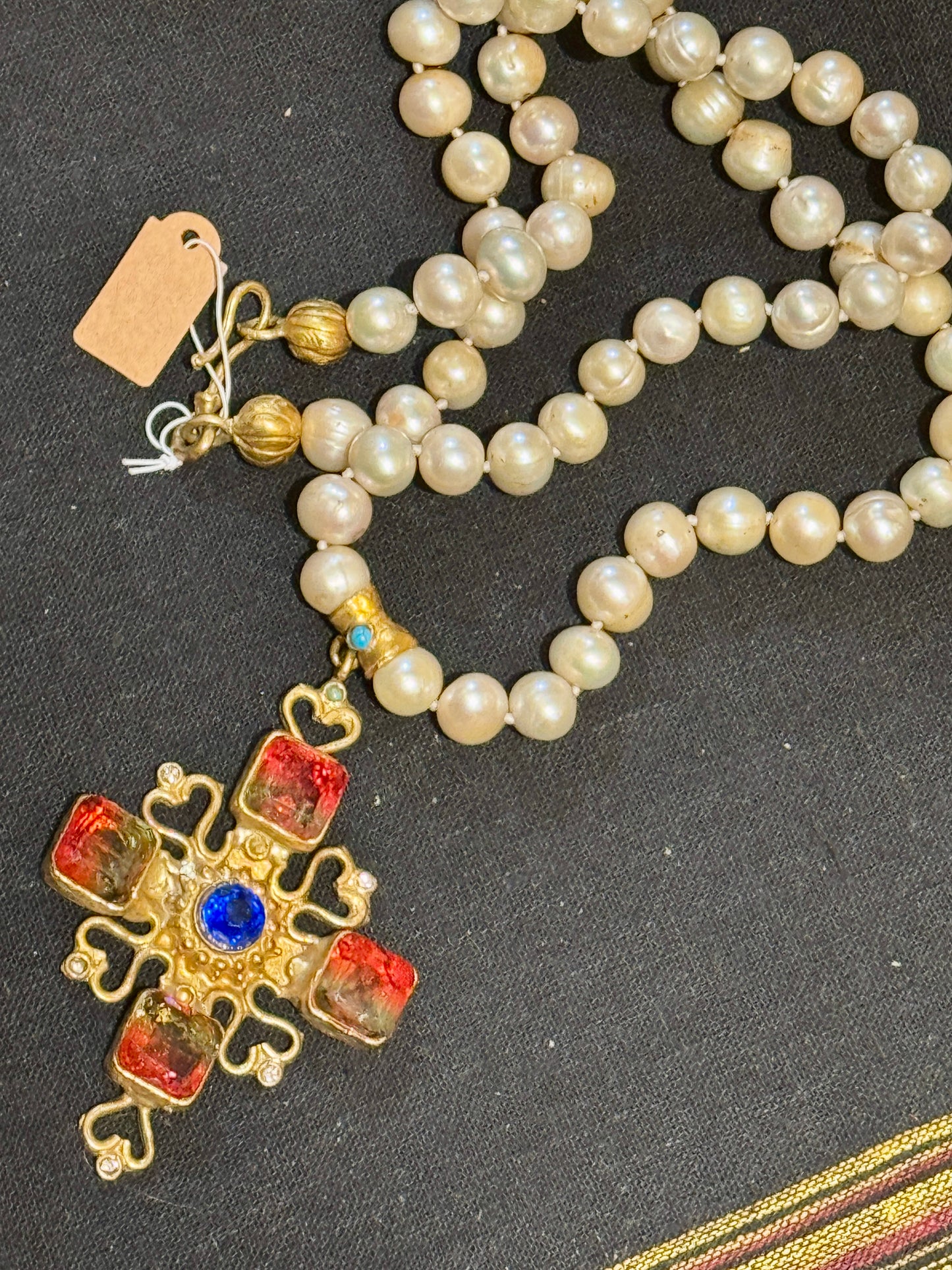 CRUSTY CRUCIFIX PEARL NECKLACES