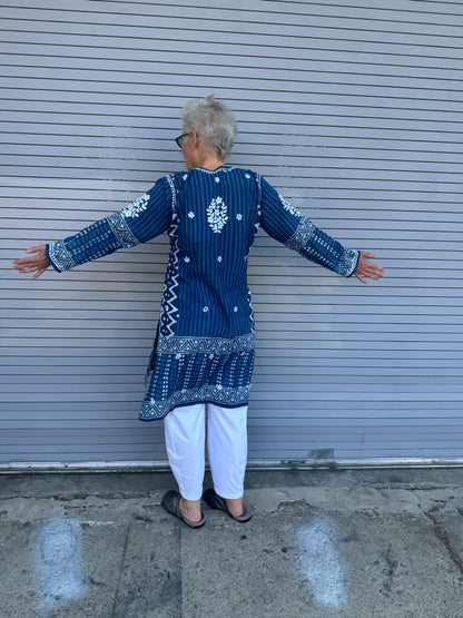 EMBROIDERED INDIGO TUNIC