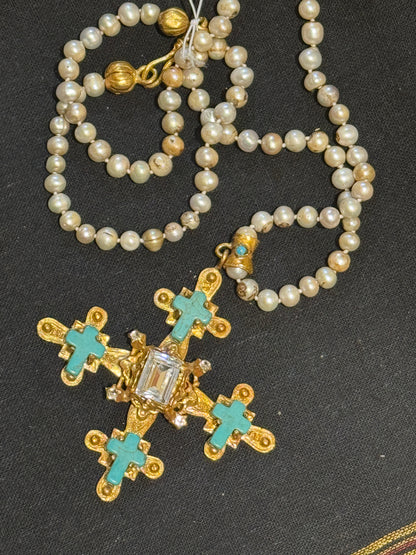 CRUSTY CRUCIFIX PEARL NECKLACES