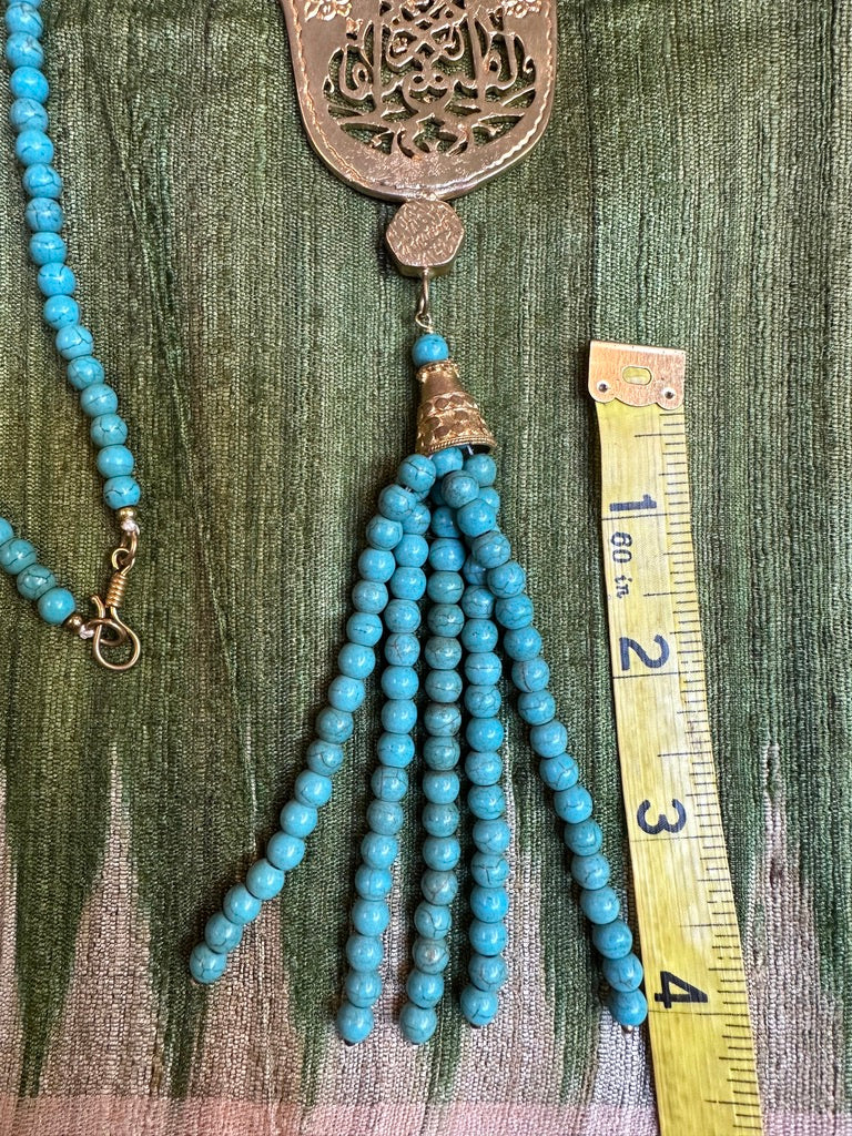 HAMSA OF GOLD: CORAL & TURQUOISE NECKLACE