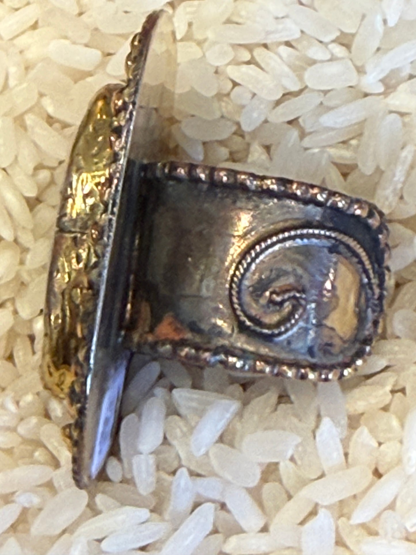 BIG BRASS BLISTER PEARL RINGS