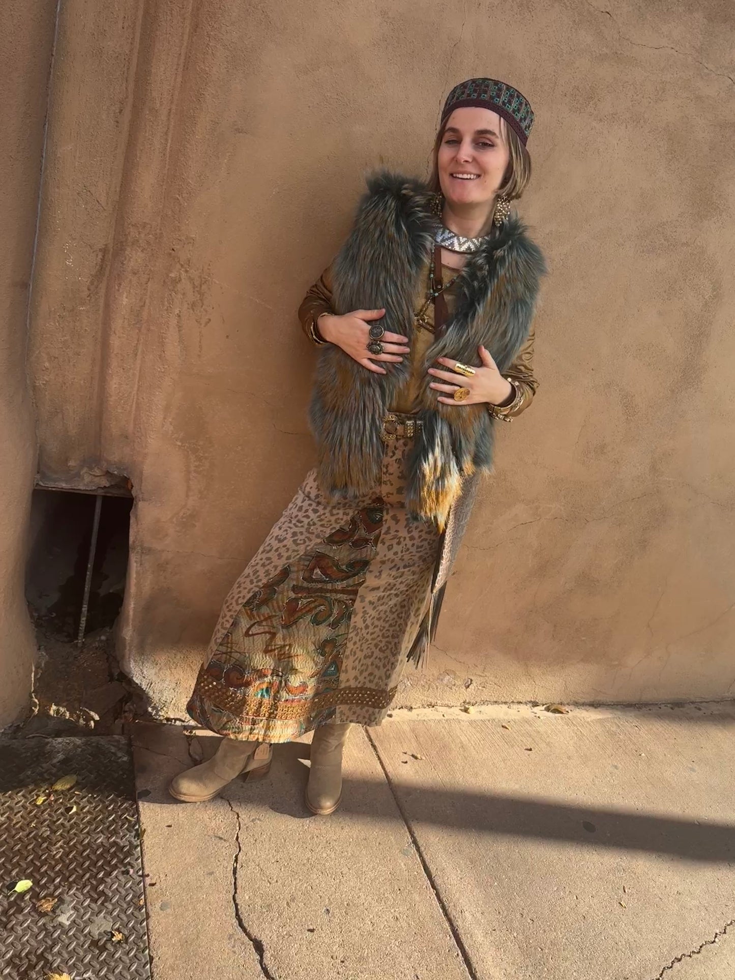 UPCYCLED LEOPARD JEAN SKIRT