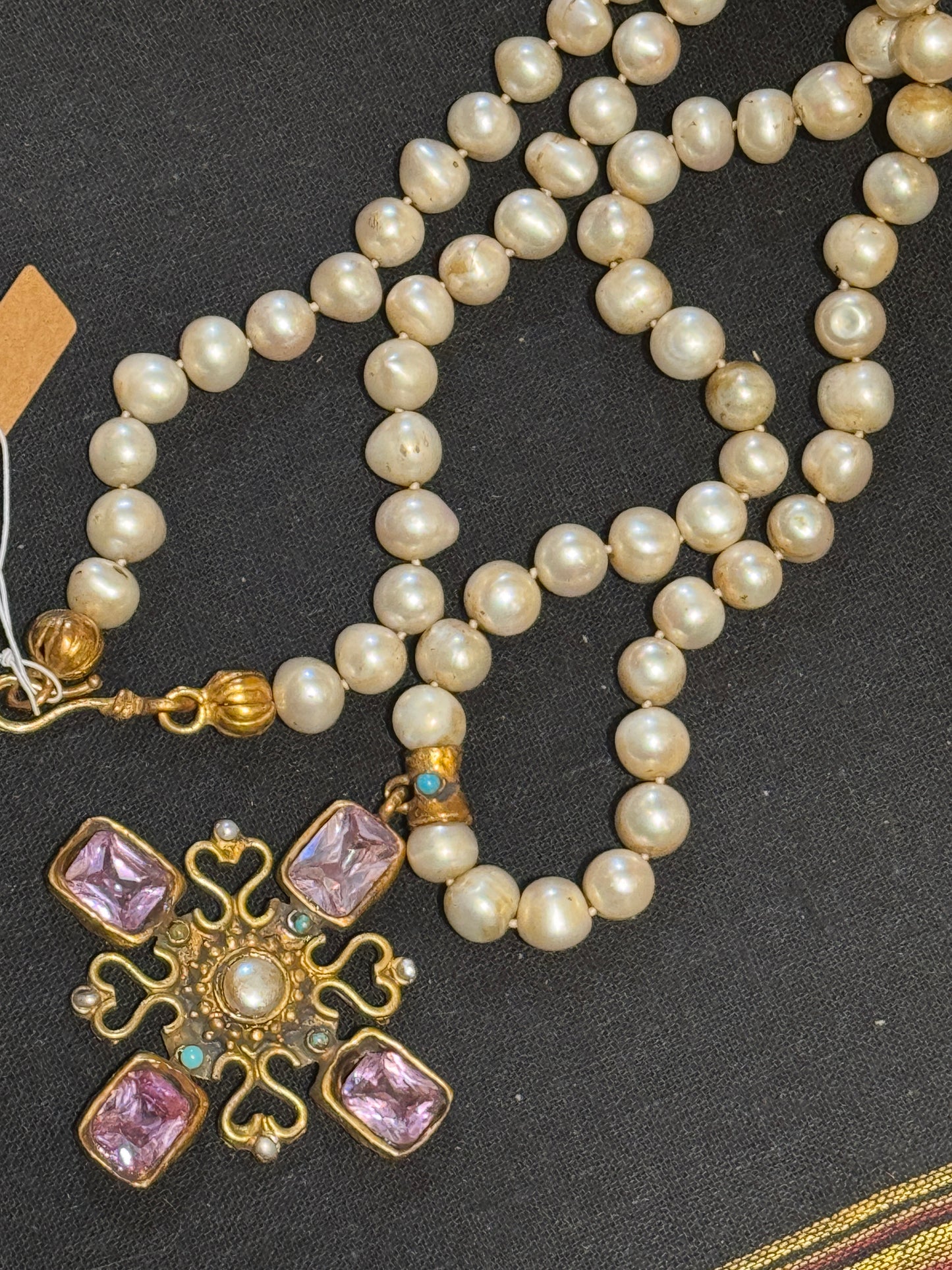 CRUSTY CRUCIFIX PEARL NECKLACES