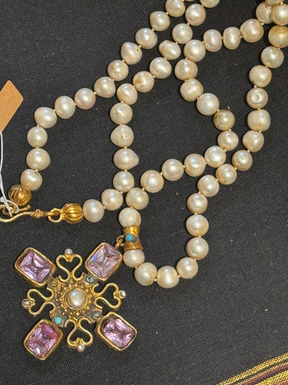 CRUSTY CRUCIFIX PEARL NECKLACES