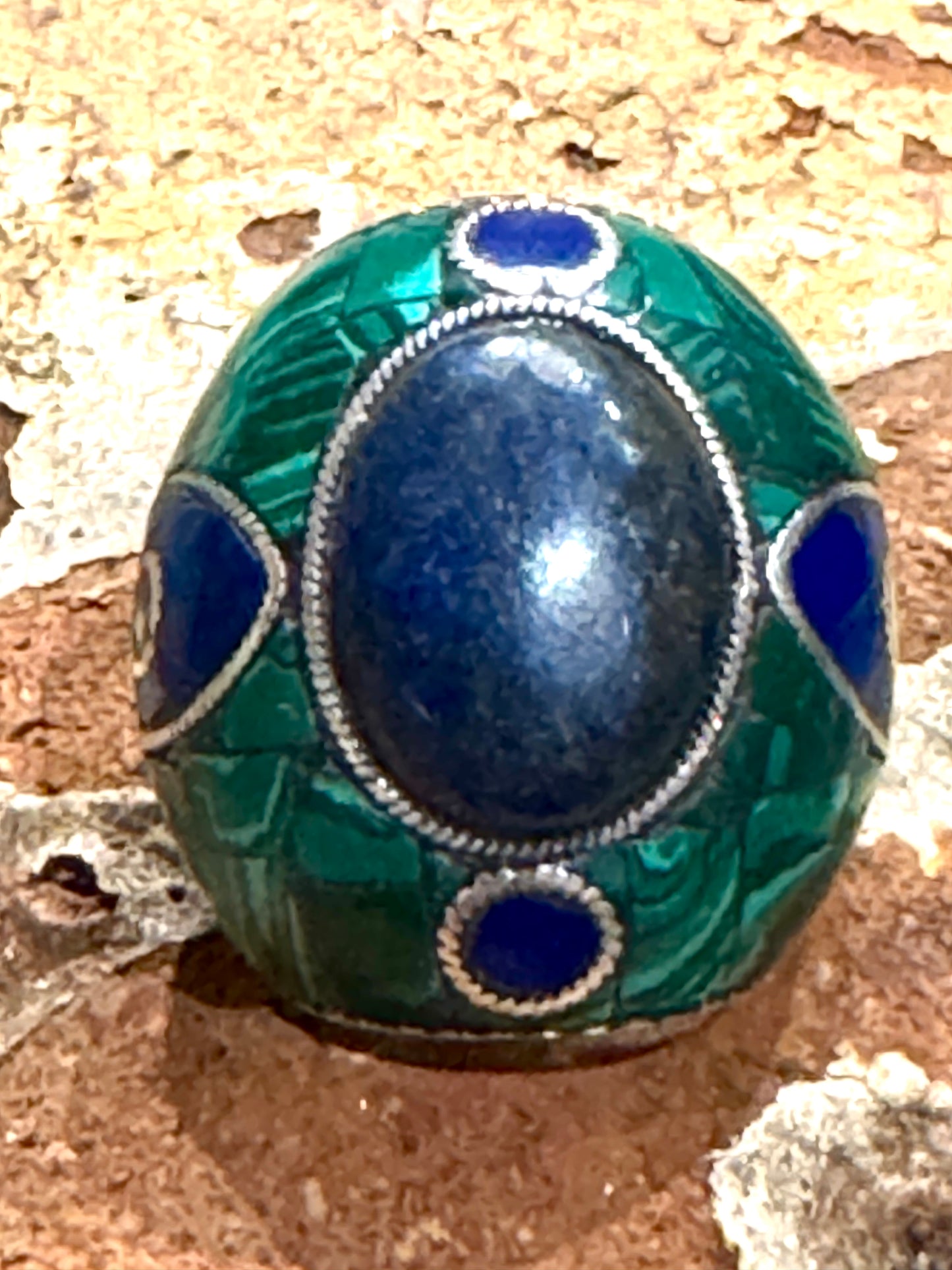 KASHMIRI MEGA MOSAIC STONE SILVER RINGS