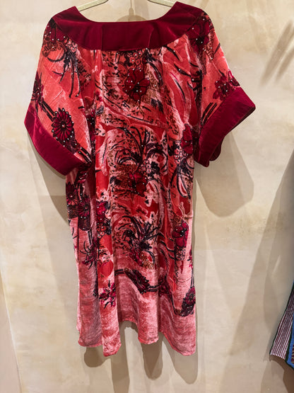CORAL CHRISTMAS VELVET TUNIC