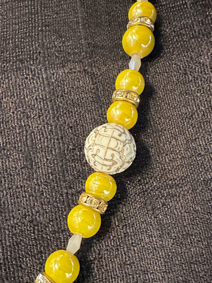 YELLOW FELLOW BLING SKULL NECKLACE