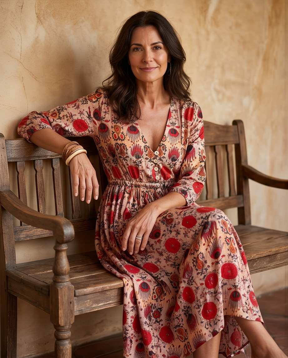 ALEGRA MAXI DRESS RED EXOTIC GARDEN