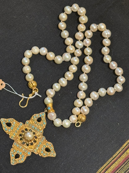 CRUSTY CRUCIFIX PEARL NECKLACES