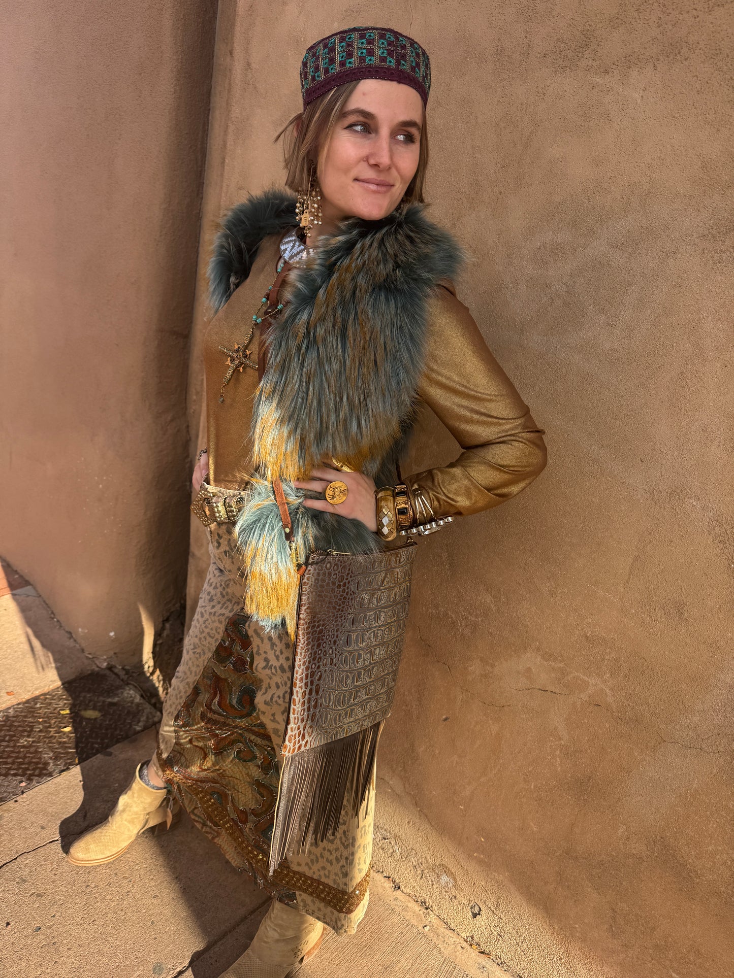 UPCYCLED LEOPARD JEAN SKIRT