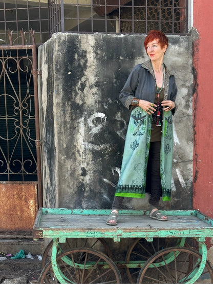 REVERSIBLE VERDIGRIS COLLAGE COAT