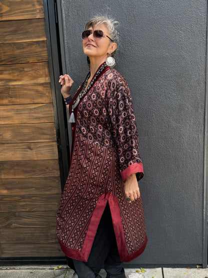 SMOKED CHERRY AJRAKH KIMONO