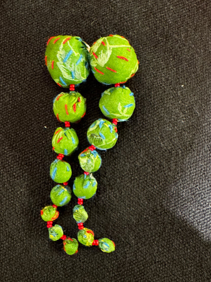 CASCADING CLOTH BALL EARRINGS