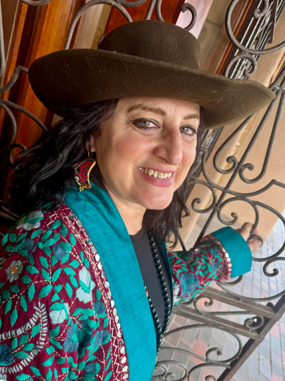 INTRICATELY EMBROIDERED MOON SLIVER EARRINGS