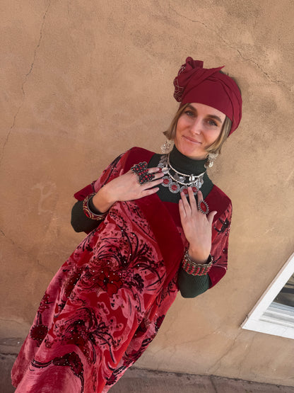 CORAL CHRISTMAS VELVET TUNIC