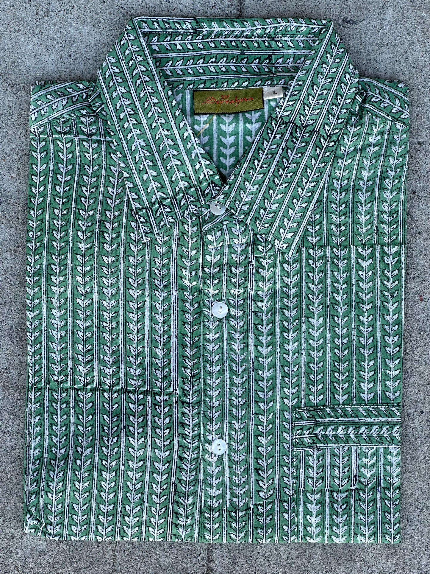 BLOCK PRINT MENS SHIRT Size XL Only