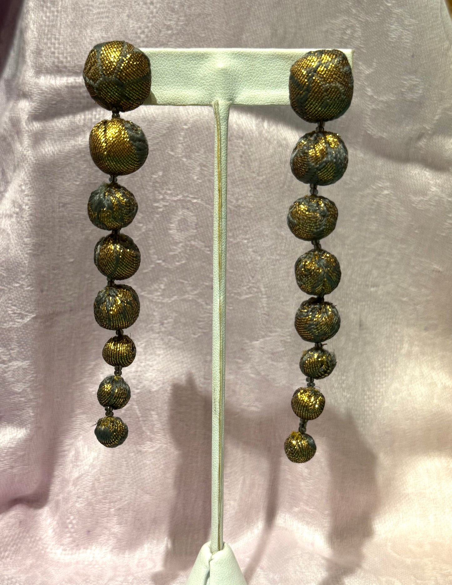 TEXTILE BALL EARRINGS