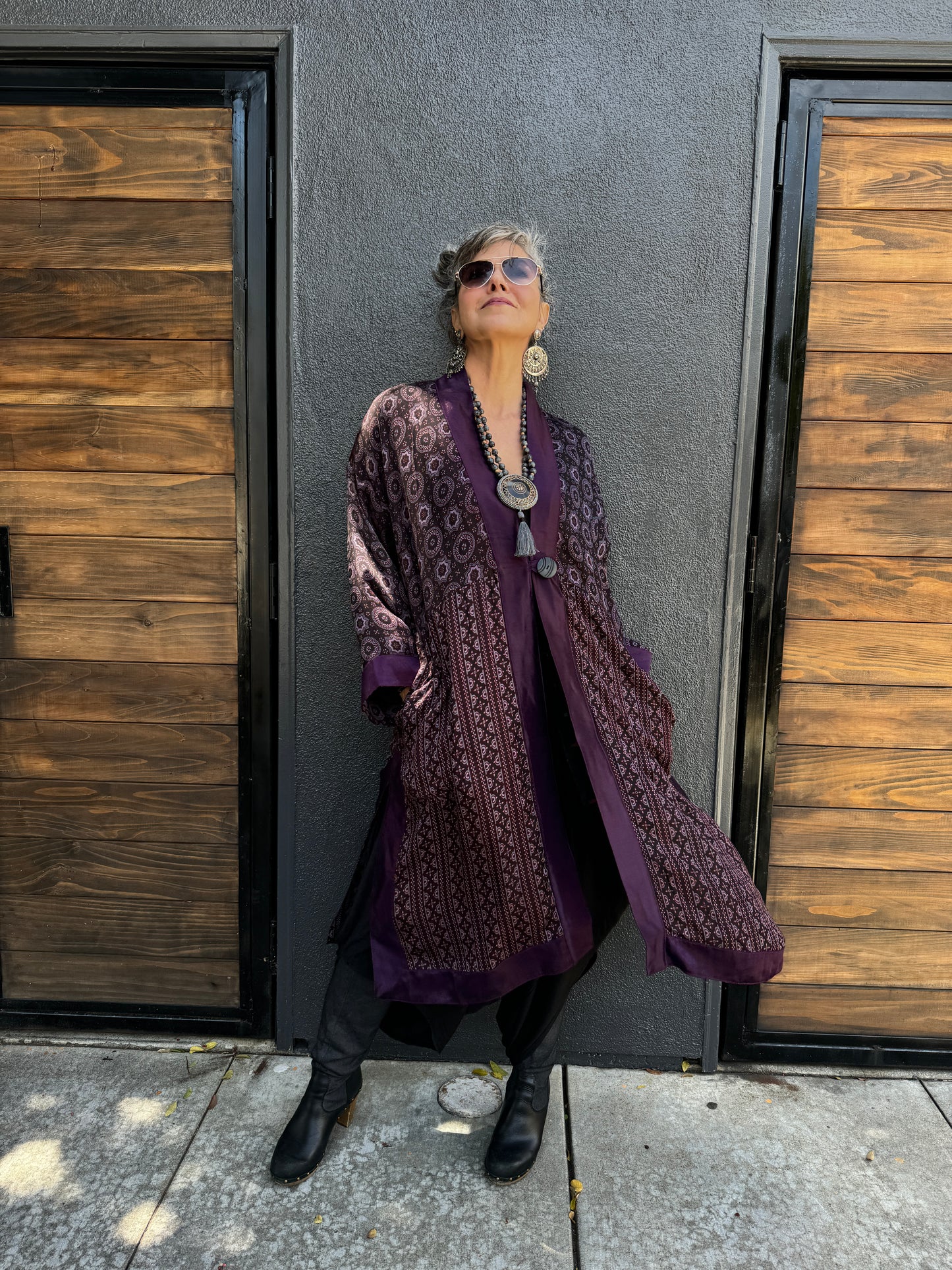 SMOKY PLUM AJRAKH KIMONOS