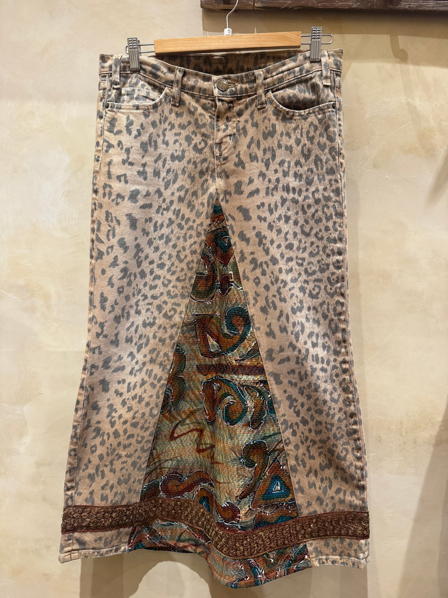 UPCYCLED LEOPARD JEAN SKIRT