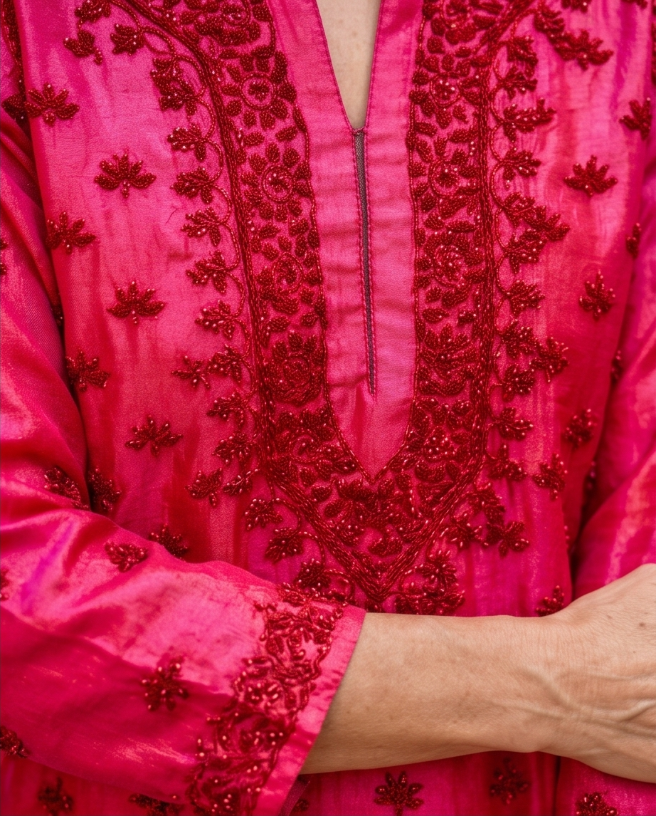 HOT CINNAMON PAPAYA SILK KURTI