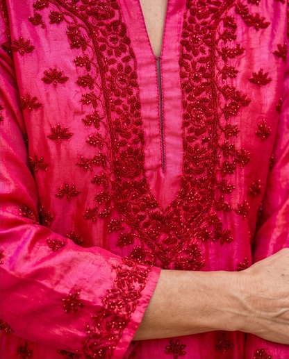 HOT CINNAMON PAPAYA SILK KURTI