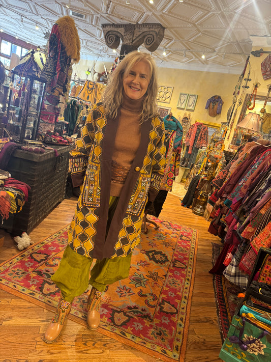 GOLDEN OGEE EMBROIDERED TRIBAL COTTON COAT