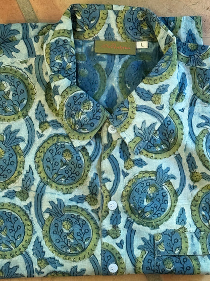 BLOCK PRINT MEN'S SHIRT Size XL Only