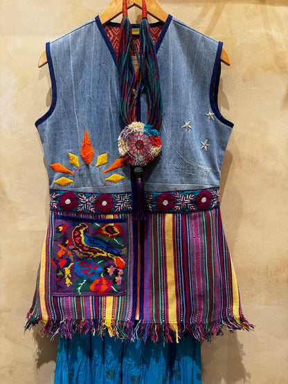 SUN MOON BIRD HUIPIL UPCYCLED VEST