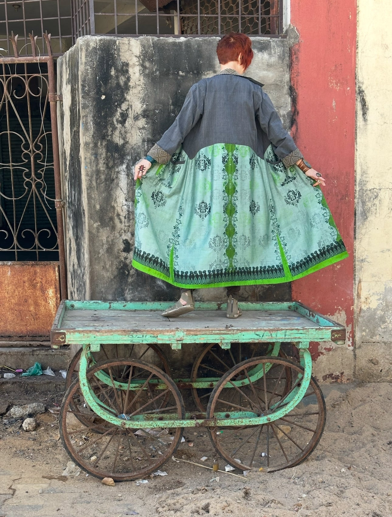 REVERSIBLE VERDIGRIS COLLAGE COAT