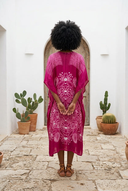 PINK CLOUD SHIBORI KAFTAN