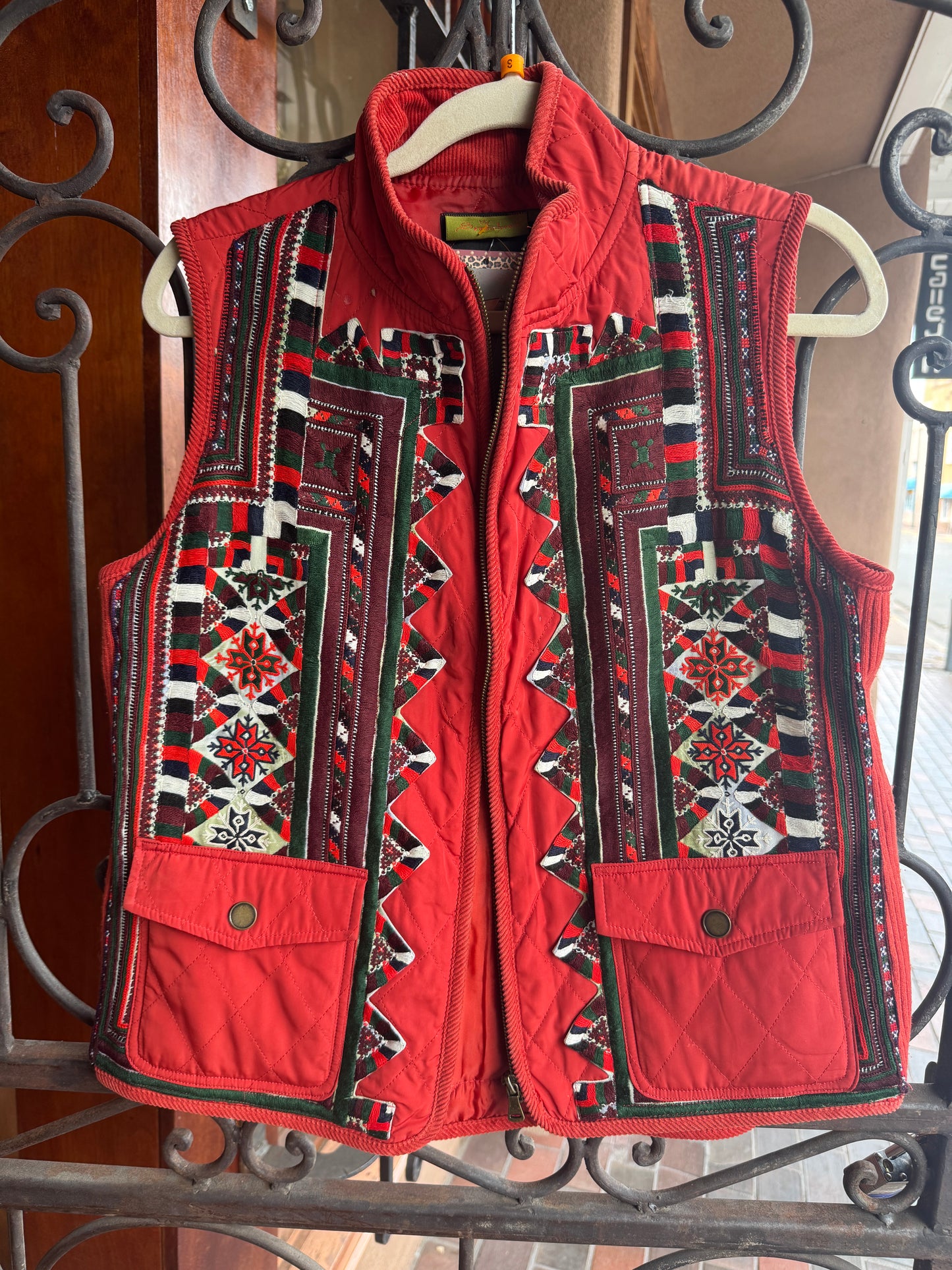 UPCYCLED RED AFGHAN EMBROIDERED VEST