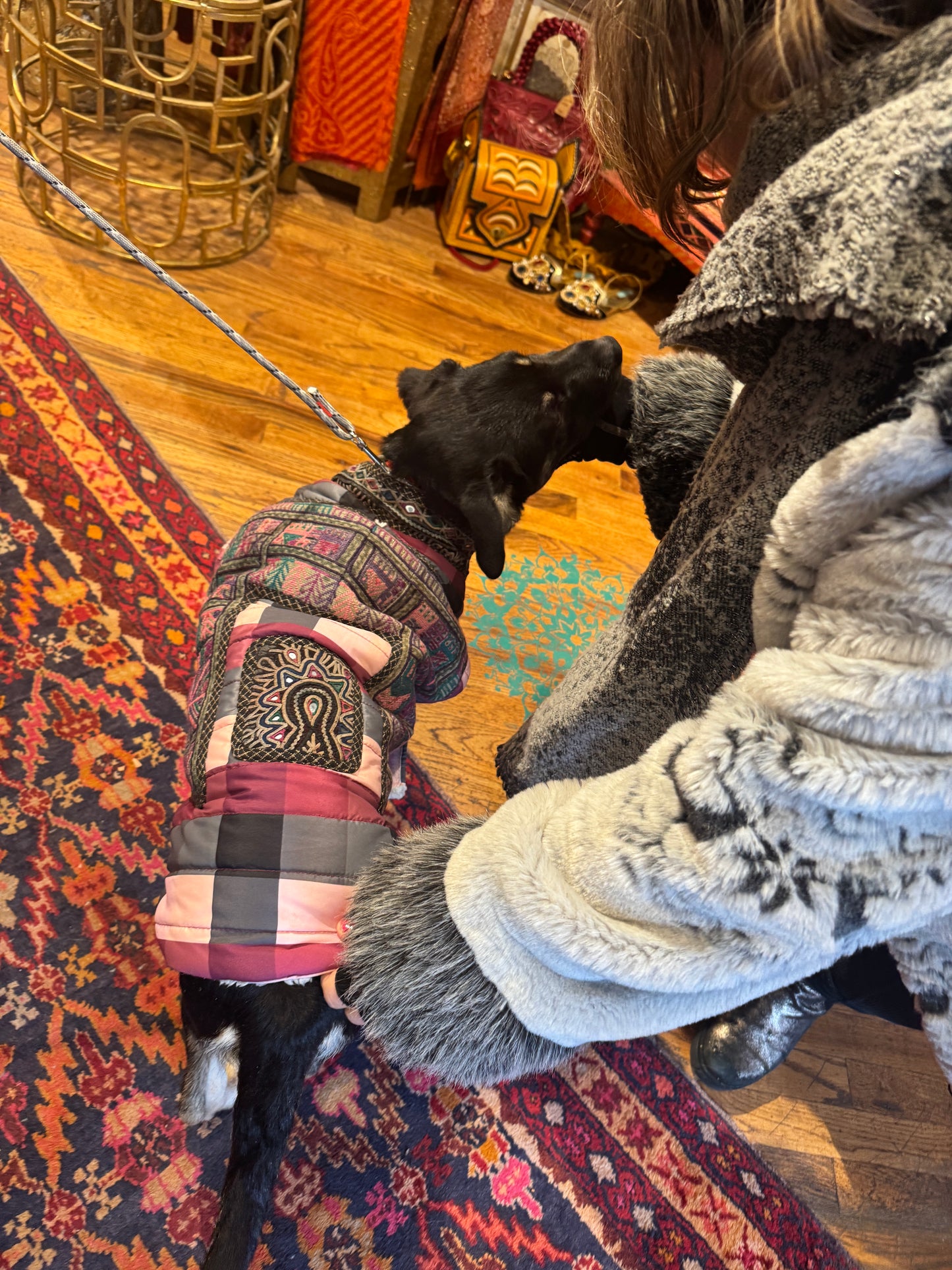TRIBAL CHIC HAND EMBROIDERED PLAID DOG JACKET