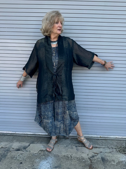 SHIMMER NAVY KIMONO