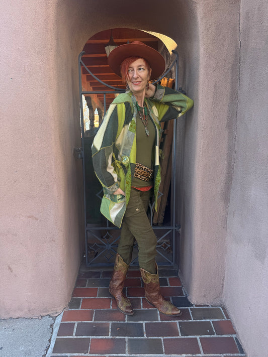 UPCYCLED PATCHWORK POCKET SWEATER