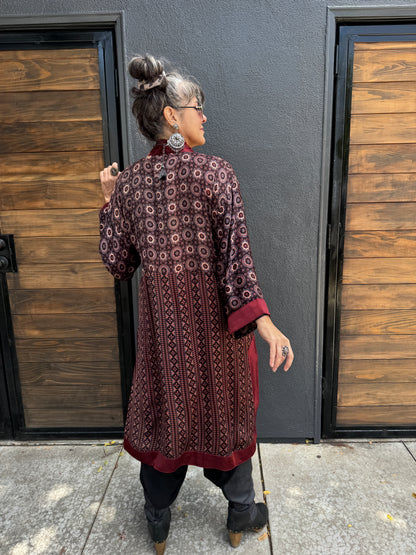 SMOKED CHERRY AJRAKH KIMONO