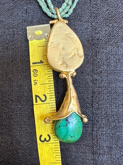 TEXTILES AND TURQUOISE PENDANT