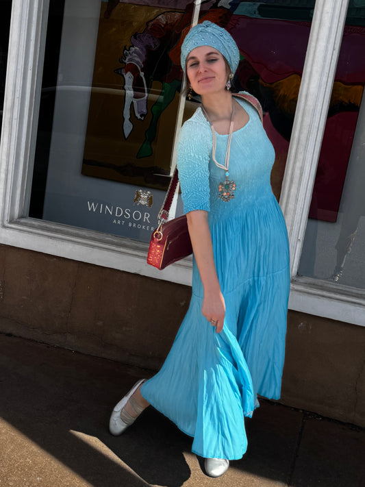 AQUA OMBRE SMOCK TOP DRESS