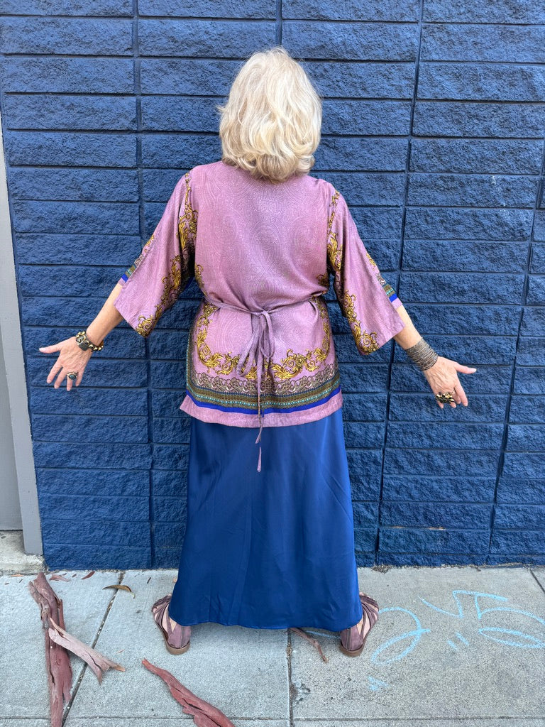 VIOLET REVERSIBLE DIGITAL PRINT KIMONO