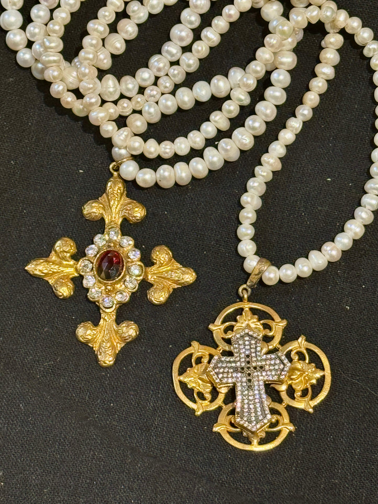 FLORENTINE PEARL CROSS NECKLACE