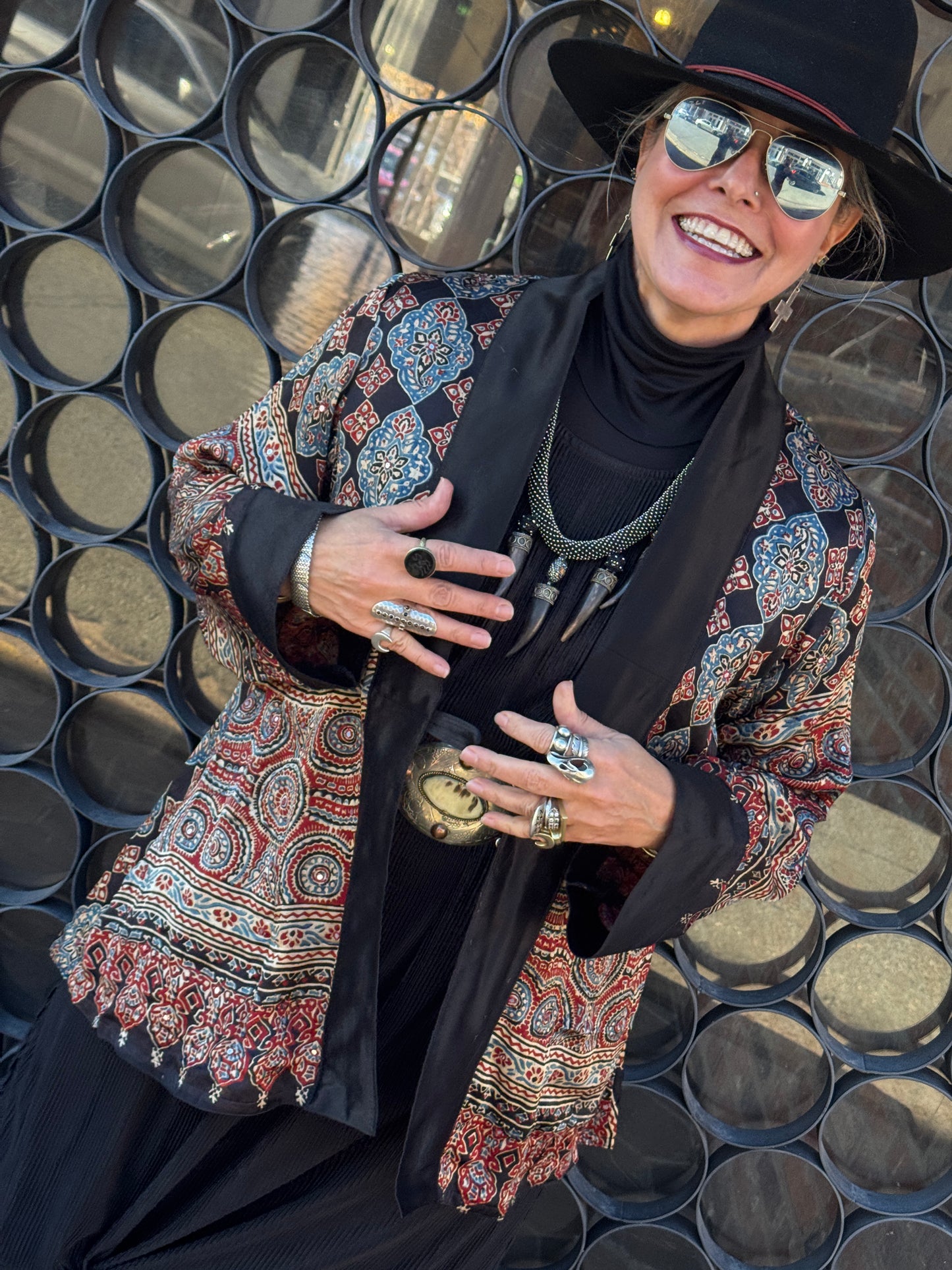 AJRAKH MIRRORED SWING JACKET